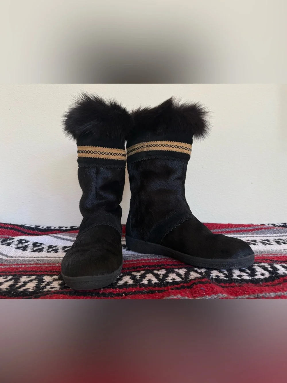 VTG Tecnica Goat Fur Boots Made In Italy Deadstock Boho Woodstock Festival Grail